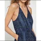 SNAKE-EMBOSSED JUMPSUIT BLUE PYTHON SIZE