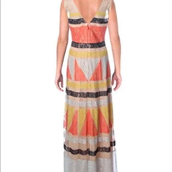 BCBGMAXAZRIA Lace Sleeveless Mult Color  Evening Dress