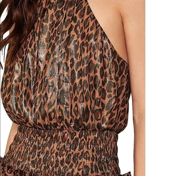 BCBGMAXAZRIA Metallic Animal Print Midi Dress