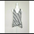 BCBG Women Shell Tunic V-Neck Fringe Cream Combo