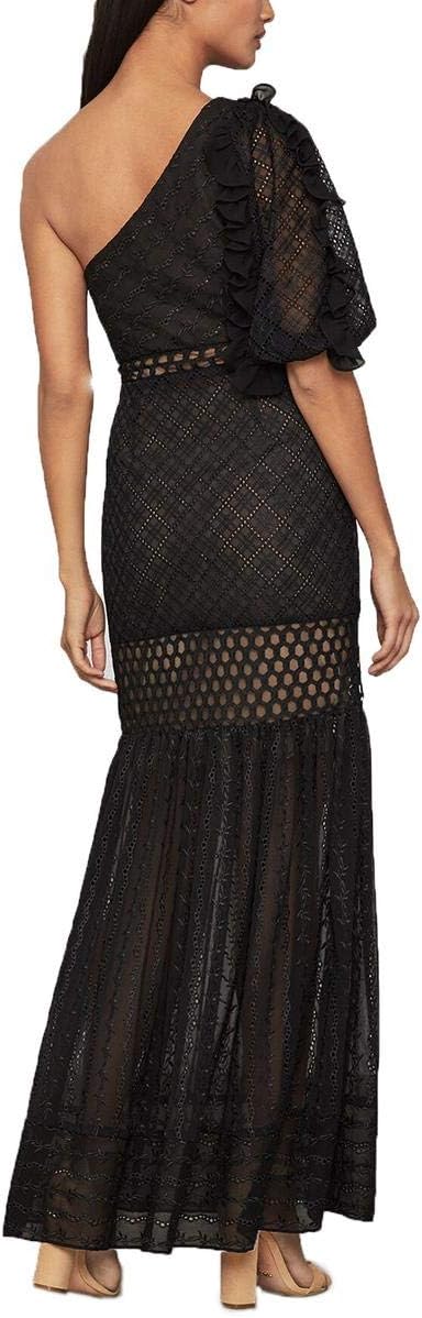 BCBG Honeycomb Tulle One-shoulder Dress In Black