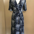 BCBGMAXAZRIA Floral Print Long Sleeve Blue Dress