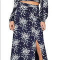 BCBGMAXAZRIA Womens Satin Floral Maxi Skirt