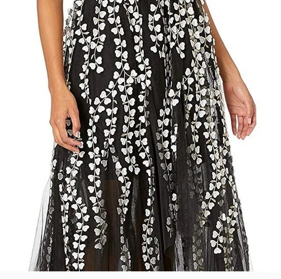 BCBG Floral Embroidered Strapless High/Low Gown