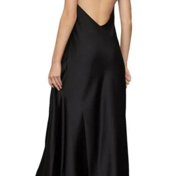 BCBGMAXAZRIA Long Satin Spaghetti Strap Maxi