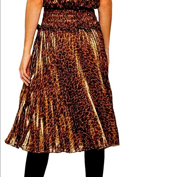 BCBGMAXAZRIA Metallic Animal Print Midi Dress