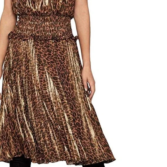 BCBGMAXAZRIA Metallic Animal Print Midi Dress