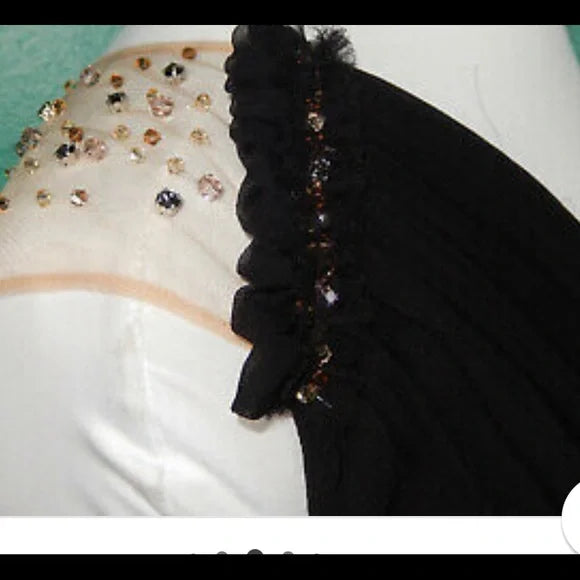 Black Silk Chiffon Swarovski Crystal Beaded Cocktail Dress NWT BCBGMaxAzria