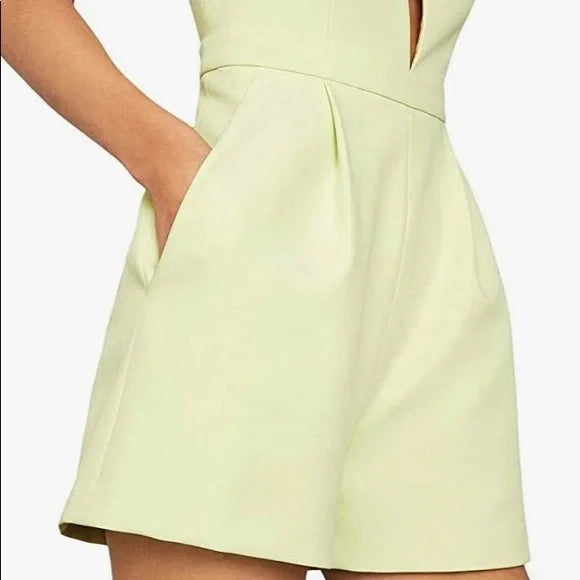 BCBGMAXAZRIA Womens V Neck Cut Out Romper