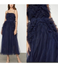 BCBG Navy Tulle Swarovski Crystals Formal Dress Gown