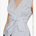 BCBGMAXAZRIA Poka Doted Tie Front Shirt