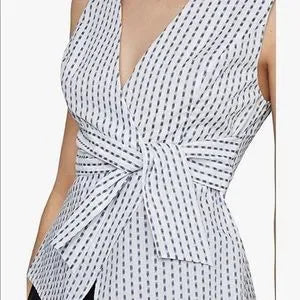 BCBGMAXAZRIA Poka Doted Tie Front Shirt