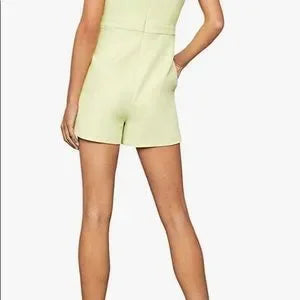BCBGMAXAZRIA Womens V Neck Cut Out Romper