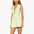 BCBGMAXAZRIA Womens V Neck Cut Out Romper